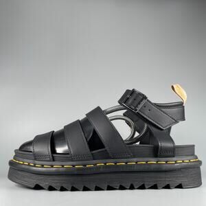 Dr. Doc Martens Blaire Women's 10 Black Leather Sandals Platform Shoe Casual EUC